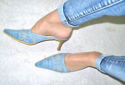 JOLYNE Jeans Spitze Mules Pantoletten Pumps  7 cm Gr. 38  | eBay