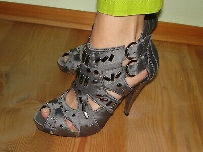 Sfera Damen Sandalen mit Nieten High Heels Pumps Grau Gr. 37  | eBay