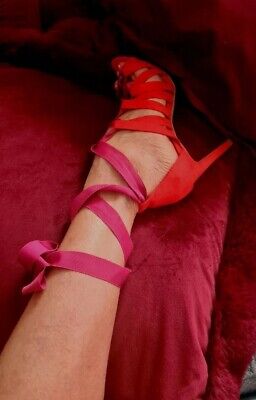 high heels ??? Damen luxus  Sexy Pumps Sandalen Gr 40 Rot  Pink Band Party   | eBay