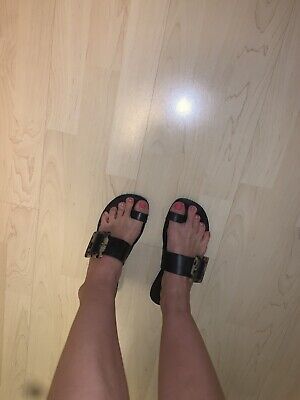 sandalen leder damen 38 zara zehensandalen schwarz sommer Getragen  | eBay