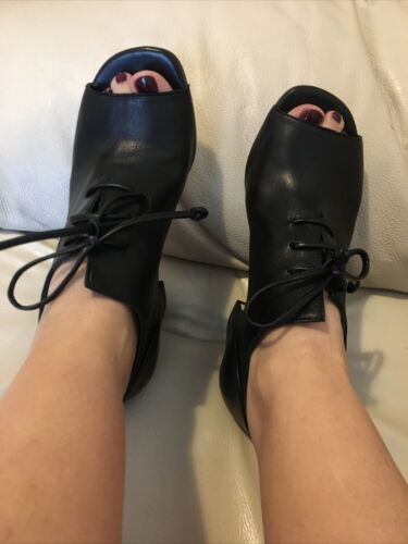 scarpe usate poco used a little bit shoes open toe Black Leather Eu 34,5 ?  | eBay