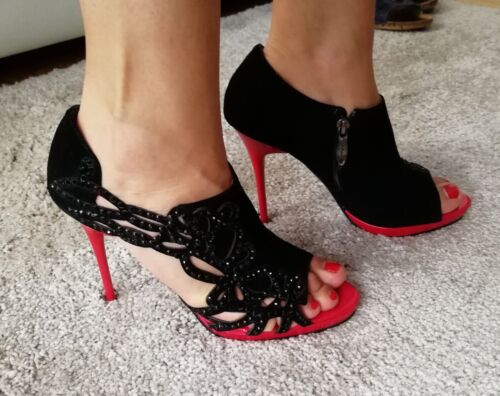 Schicke Party Shuhe/ Pumps Gr. 38 m Swarovski Steinen. Echtleder  | eBay