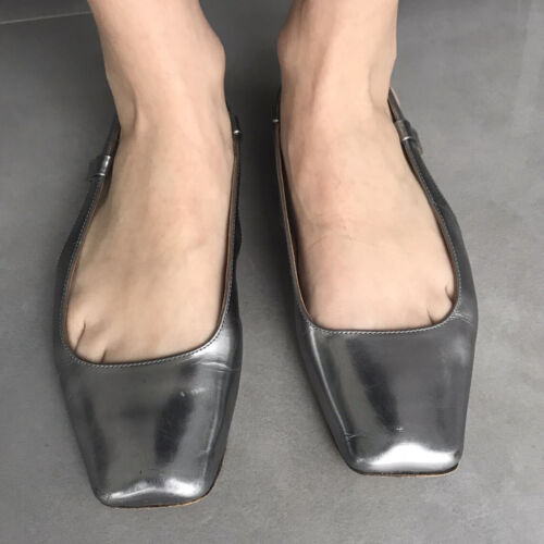 MARNI Luxus Designer Slingpumps flach Lackleder silber Gr. 37  | eBay