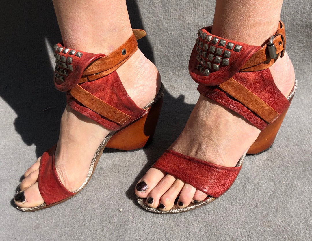 A.S.98 Airstep 41 Studded Sandals Rusty Orange Red Leather - Etsy.de