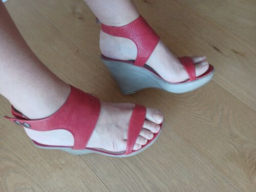 Damen Elegante Sommer Sandalen Rot Echtes Leder plateu Größen 38 top Zustand   | eBay