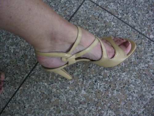 sandalen sandaletten pumps 38 echt leder lack v.San Marina Sommer nude Beige   | eBay