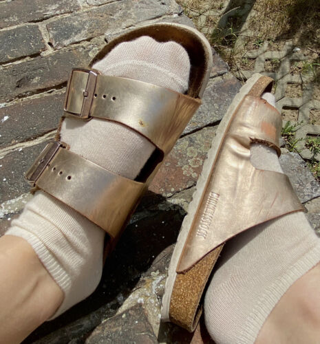 BIRKENSTOCK Sandalen Gr.38 Sammler Rosegold Leder Arizona metallisch Glanz weich  | eBay