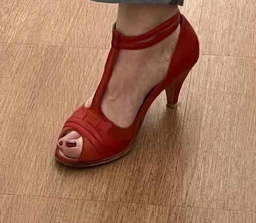 Sandales rouges à petits talons, taille 37,5  | eBay