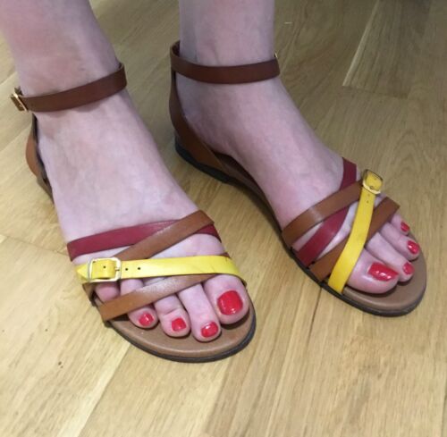 *Giis* Sportliche Damen Sandalen Gr. 41 cognac braun gelb rot wie NEU  | eBay