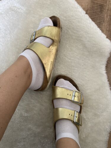 Birkenstock Arizona Gold Echt Leder Gr. 39 für Sammler Liebhaber oft getragen  | eBay