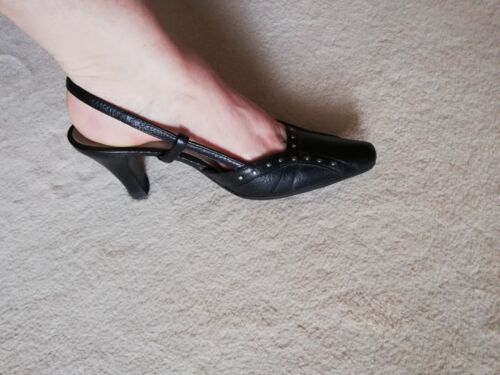 Schwarze Slingpumps echt Leder, Untergröße 33,5, Absatzhöhe 7 cm.  | eBay