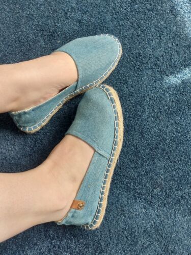 Tamaris Damen Slipper , Espadrilles Blau Jeans Optik Gr. 38 Leichte Schuhe  | eBay