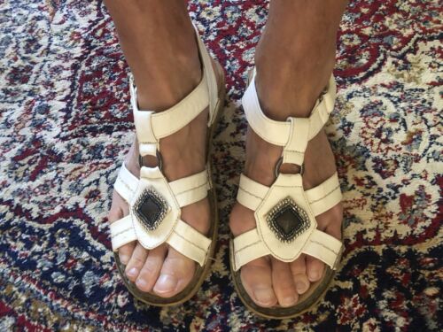 Damen Sommer Sandalen 38 weiß Leder Puccetti By Rieker Top Klettverschluss  | eBay