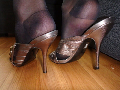 GUCCI High Heels Mules Pantolette Leder silber  | eBay