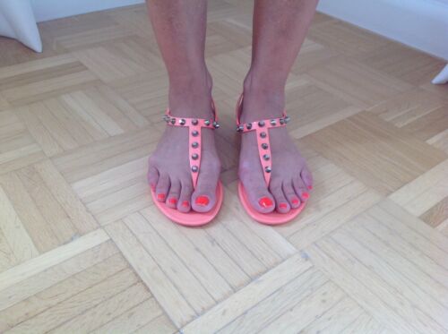 Damen Sandalen Flip/Flop Orange mit Nieten Größe 37  | eBay