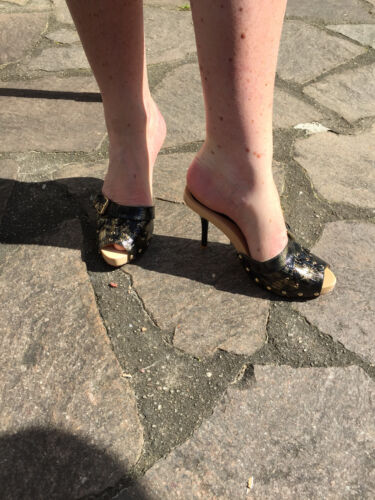 High Heels getragen gr. 38 Schwarz - Gold  | eBay