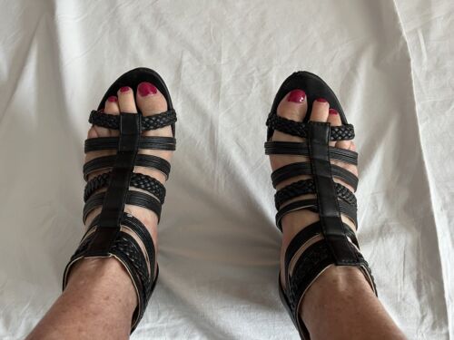 Schwarze Riemchen Sandaletten Gr.37 mit Keilabsatz, gut erhalten  | eBay