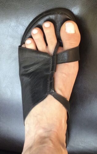 Damen Zehentrenner Sandalette Pantolette Sandale echt Leder Schwarz Gr. 38  | eBay