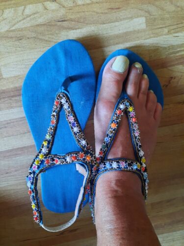 💖 Sommer Süße Zehensandalen blau-türkis Gr. 37/38 fast NEU  | eBay