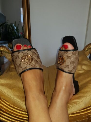 GUCCI SLIDES  DAMEN SCHUHE SANDALEN  FARBE : ORIGINAL  GR : 39/ 39,5  | eBay