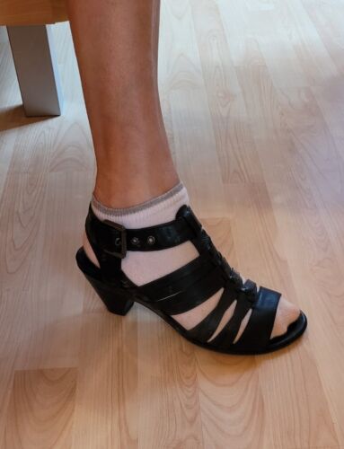 Sandalen 42 Damen Leder schwarz Riemchen Absatz gebraucht  | eBay