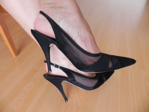 Kurt Geiger Slingback High Heels, schwarz, Mesh-Geweb, Gr. 40, getragen  | eBay