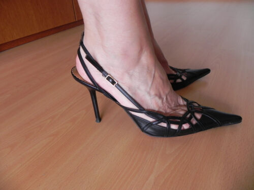 Gianmarco Lorenzi Slingback High Heels, schwarz, Echtleder, Gr. 39, getragen  | eBay