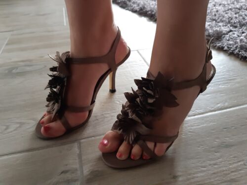 High Heels taupe Blumen 37  | eBay