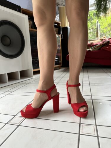 KAYLA: High Heels Sandalen Rot Gr. 39 11cm hoch 3 cm Plateau  | eBay