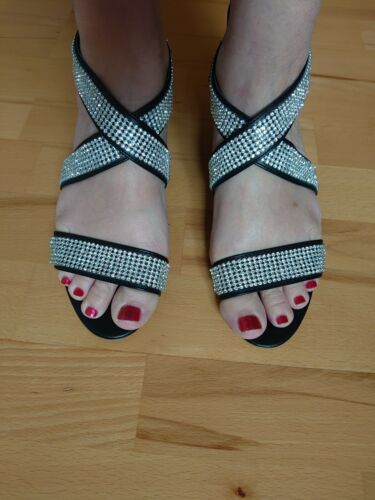 Sandalen schwarz mit Straß - Größe 40  | eBay