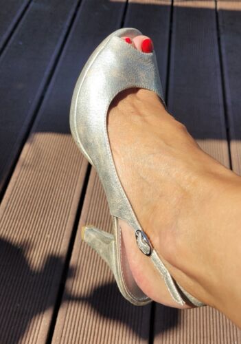 Minozzi Milano Peeptoe Sandale silber 40  | eBay