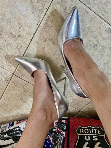 38 decollete Pointy Pumps plateau Silver Patent Shiny  vernice sexy High heel  | eBay