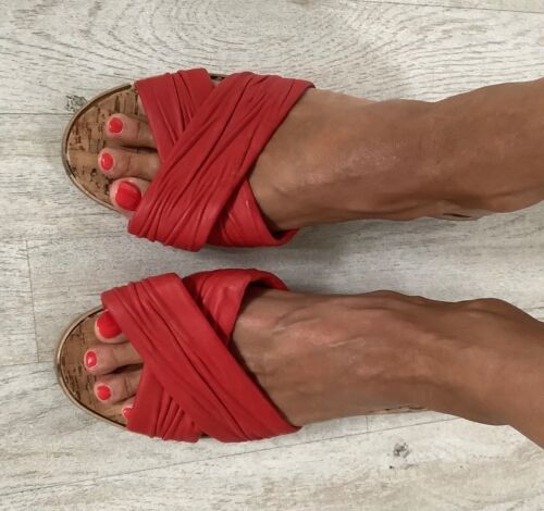 ⭐️ ⭐️ ⭐️ Damen Sabots/Sandalen, Flechtoptik rot, Keilabsatz, Gr. 39 ⭐️ ⭐️ ⭐️   | eBay