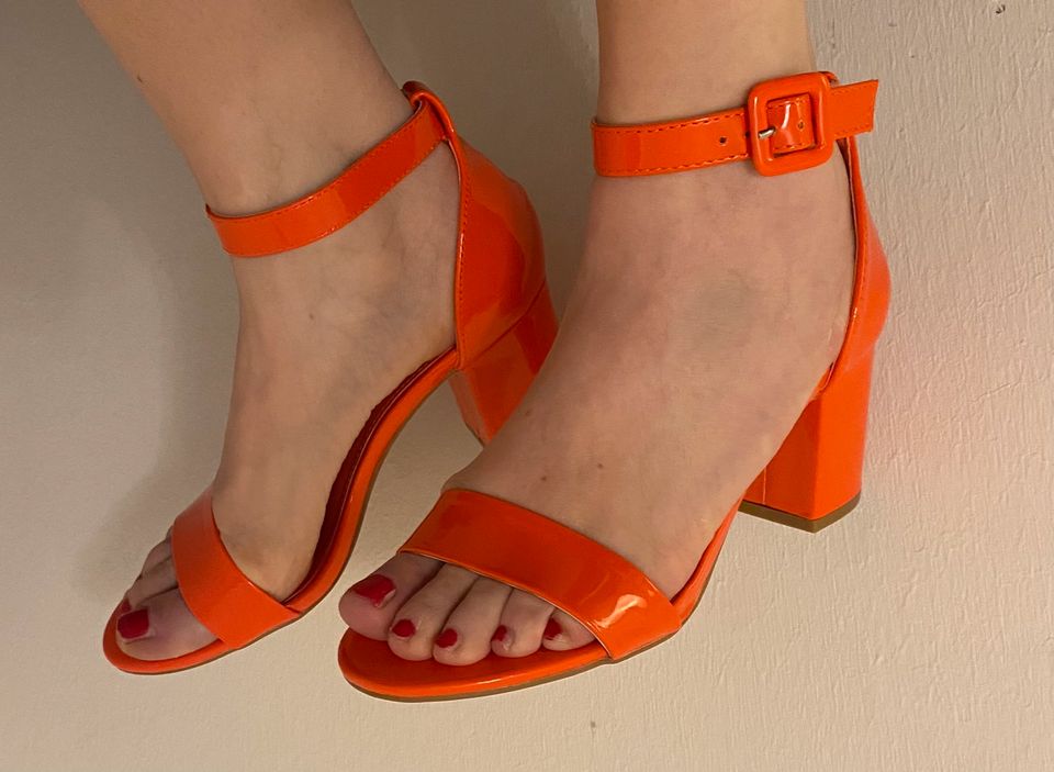 High Heel Sandaletten von Sheln knalliges Orange! Gr.: 38,5 Neu