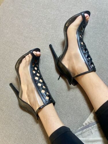 Sandal Sexy 39 Black Boots Open Toe Woman Gladiator High Heel Clear PVC  | eBay
