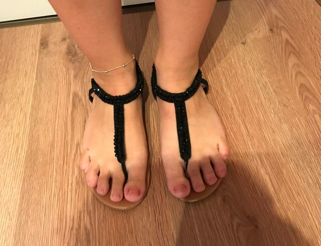 sandaletten getragen gr 38 mit schwarzen glitzersteinen | eBay