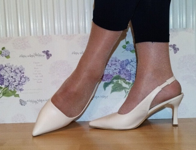 Gr.40/41 Hochzeitsschuhe creme 8cm Slingback, Bodyflirt sehr bequem! | eBay